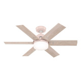 Ventilador De Techo Hunter Pacer 6 Aspas 44 Pulgadas Estructura Rosa Mate Aspas Gris Claro Diámetro 111 Cm Material De Las Aspas Madera Mdf