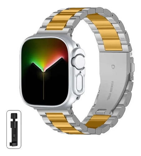 Correa De Acero Inoxidable Y Funda Para Apple Watch Pulsera