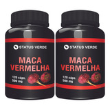 2 Potes Maca Peruana Vermelha 500mg 100% Pura Kit 240 Cáps