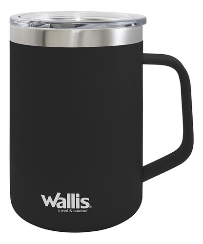 Taza Térmica C/protector Deslizante 420ml Negro Wallis