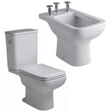 Inodoro Largo Con Asiento Bidet Trento Ferrum Blanco