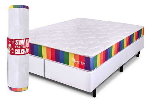 Cama Box Queen Com Colchão D33 A Vácuo Ortopédico Espuma Certificada 158x198x51cm Bf Colchões