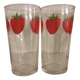 Vasos Vidrio Fresas X2, Frutillas, Nana