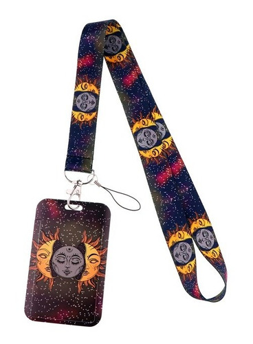 Porta Carnet Y Lanyard Sol Y Luna Astrología Esoterismo