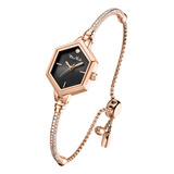 Reloj De Pulsera Pequeno De Oro Rosa Para Mujeres Y Ninas, V