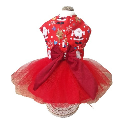 Roupa Pet Vestido Vermelho Noel Natal Cão Gato