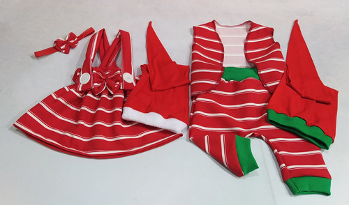 Conjunto 4 Pçs Natal Bebê Newborn Infantil Macacão+saia+touc