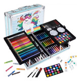 Kit De Arte Dibujo Infantil 145 Pcs En Maleta De Unicornio