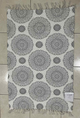 Tapete Elegante Blanco Figuras Gris Indú 91x152cm Marlo L