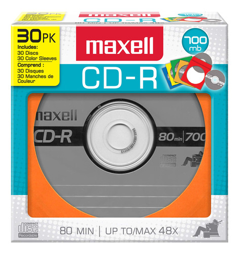 Maxell Cdr 648451 Paquete De 30 700 Mb Con 80 Minutos De Tie