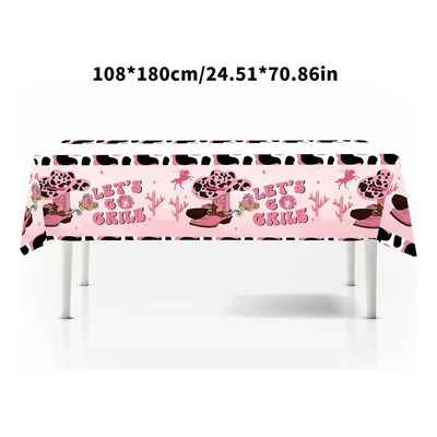 Mantel Fiesta Cumpleaños Vaquero Rosa Plástico Cuadrado 108x180cm TM | Meses sin interés