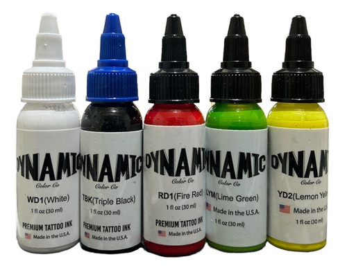 Tintas Dynamic Kit De 5 Colores De 1 Oz Para Tatuar