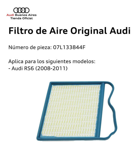 Filtro De Aire Audi Rs6 2009 Al 2011 Foto 2