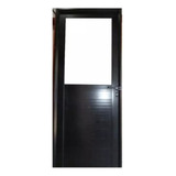 Puerta De Aluminio Negro Medio Vidrio  De 80x 200