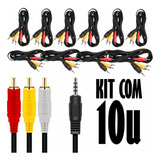 Kit 10 Cabos Av P3 X Rca Áudio E Vídeo Tv Midiabox Receptor