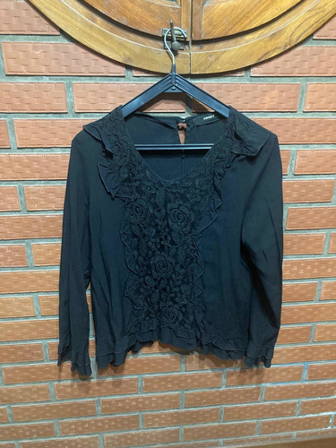 Blusa Negra C/ Encaje, Marca Sweet - Hermosa, Impecable!