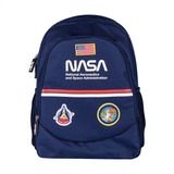 Mochila Escolar Nasa Diseño Retro Dos Amplios Compartimentos