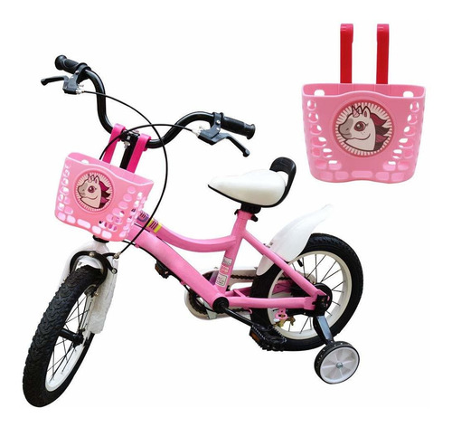 Infantil Niños Bicicleta Cesta Color Pink