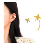 Aretes Mujer Ear Cuff Solitario Set Solitario Mariposa