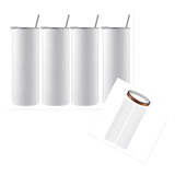 4 Pack De Vasos De Sublimación 20 Oz Flaco Recta Kit Q...