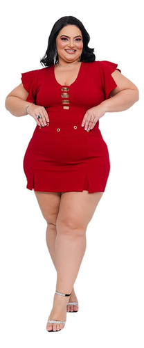 Conjunto Feminino Plus Size Blusinha Com Shorts Saia 44 Á 54