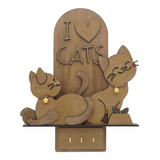 Portallaves De Madera - Diseño I Love Cats