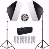 Kit Softbox E27 Quadruplo C Lampada Tripé 2m Ideal Youtubers