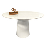 Mesa De Jantar Tampo Laqueado E Vidro 130cm - Base Cone