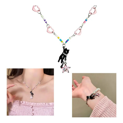 Collar Y Pulsera De Gato Gyaru Kpop Kawaii Niña Sweet Set Gato