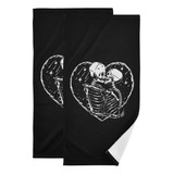 Alaza Skull Skeleton Love Heart Juego De 2 Toallas De Mano N