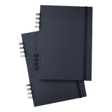 Cuaderno A5 Negro Ecológico (15x21) Anillado 120 H - Pack X2