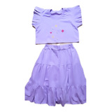 Conjunto Saia Longa Infantil E Juvenil Meninas