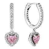 Aretes De Aro Corazón Con Halo Pandora Original Plata S925 