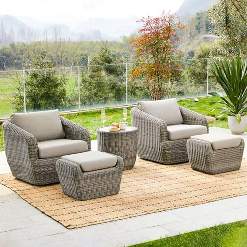 Set De Muebles De Patio De Mimbre Con Sillas Giratorias