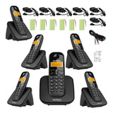 Kit Aparelho Telefone Sem Fio 5 Ramal Bina Alcance 50 A 300m