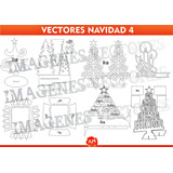 Vectores Navidad 4 Arboles Adornos C Láser / Envió Inmediato