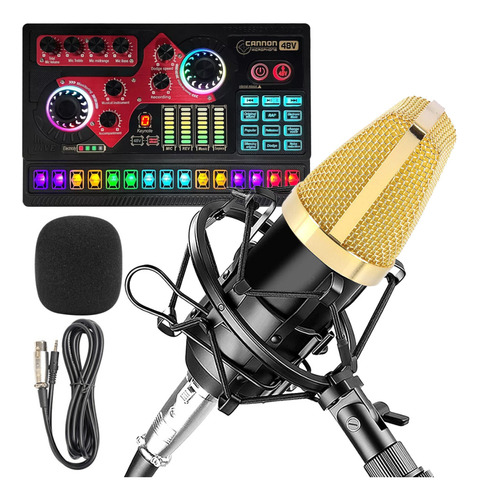 Microfono Condensador Q-mic3 + Tarjeta De Sonido Phantom 48v