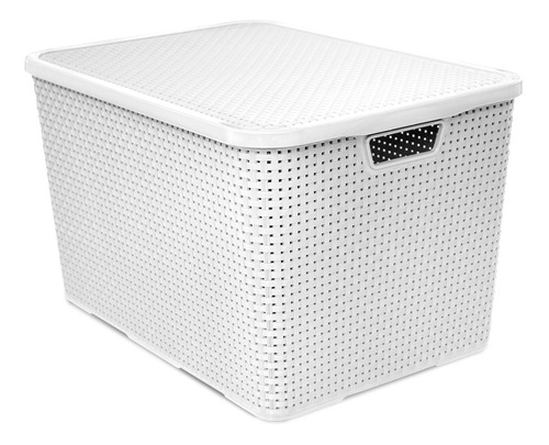 Caixa Organizadora Rattan 40l Tampa Branca Grande Arqplast