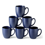 Kit De Tazas Amorarc, De Gres, Cap 473 Ml, Azul Mate, 6 Pcs