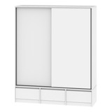 Placard Ropero Puertas Corredizas 220*180*55 Cm 9 Estantes 3 Cajones Guarda Ropa Perchero Color Blanco Melamina Envio A Todo El Pais Pc180