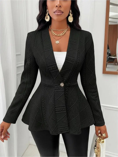 Chaqueta De Manga Larga Ajustada Con Textura Jacquard Para