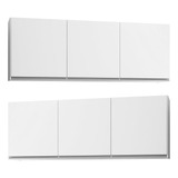 Kit 2 Armários Aéreos 150cm 3 Portas Argélia Branco - Lumil