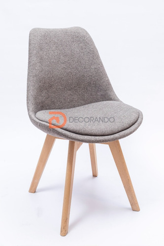 Silla Tulip Eames Tapizada Beige Con Almohadon Dsw Diseño X1