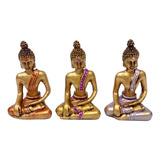 3 Buda Sidarta Tibetano Hindu Estátua Pequena Gesso 9cm