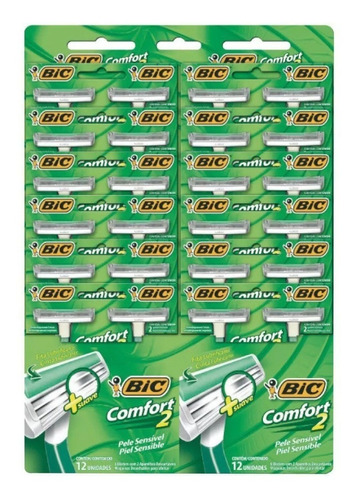 Aparelho Barbear Bic Comfort 2 24 Unidades Verde