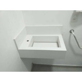 Lavatório Em Porcelanato Branco 0.60x0.40x 0.15 Cm De Altura