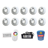 Kit Completo Iluminação Piscina 160m² - 10 Leds 9w + Módulo