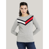 Sweater Con Diseño Chevron Gris Tommy Hilfiger