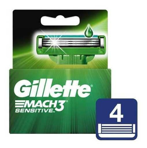 Gillette Mach 3 Sensitive Cartuchos Para Afeitar 4 Unidades