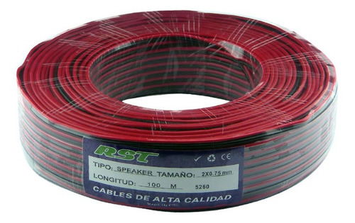 Cable Paralelo Parlante Rojo-negro 2x0.75 En Rollo De 100mts